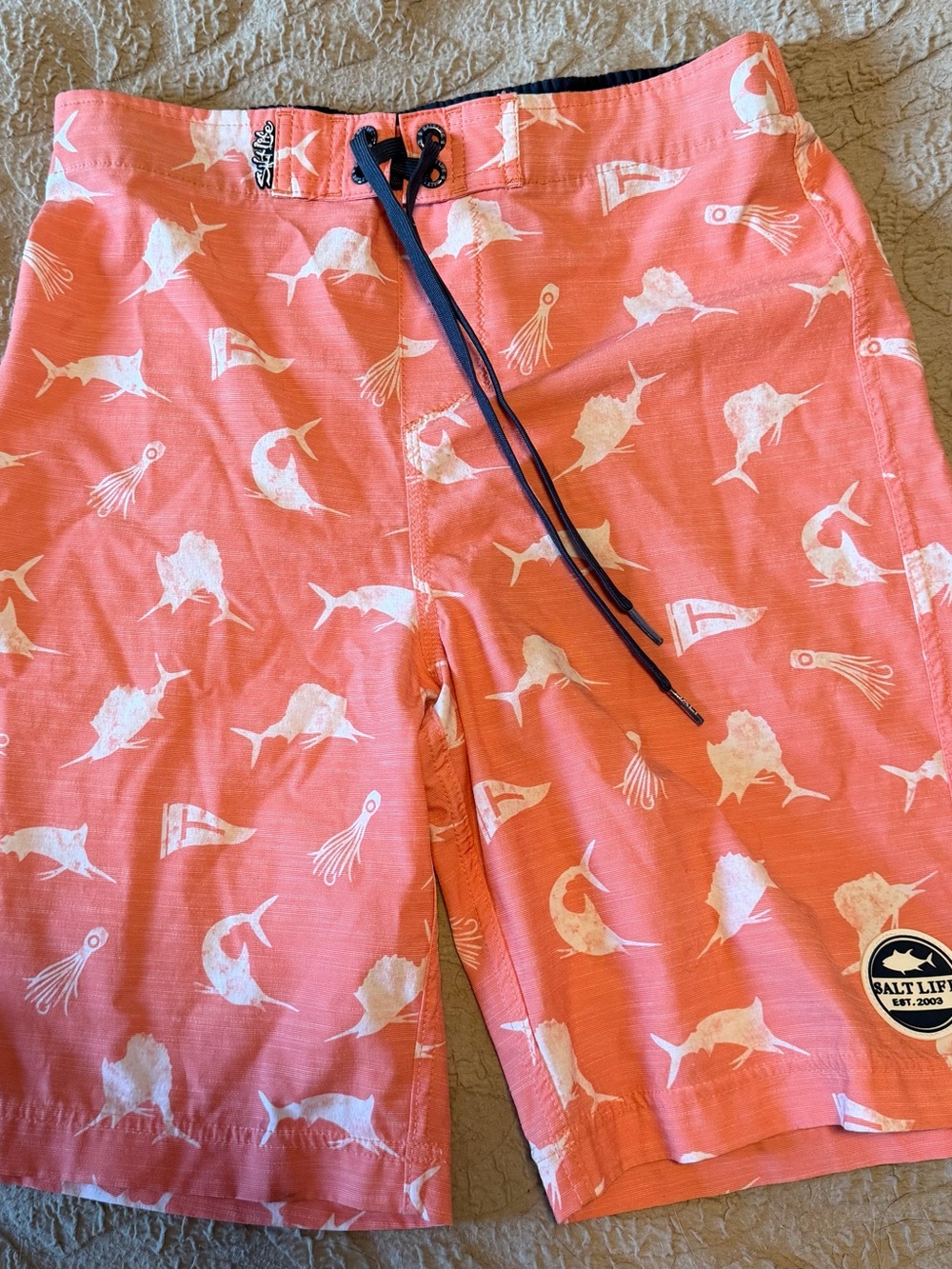Salt Life Coral board shorts with White Sea life print